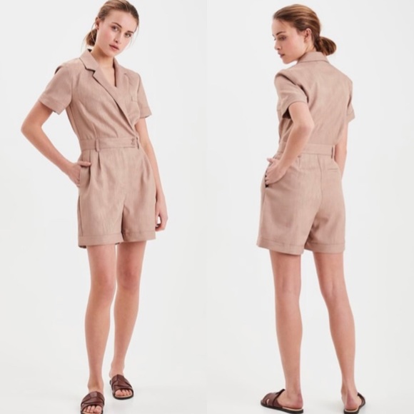 Simons Ihfantine overall shorts romper. Safari tan. NWT. - Picture 2 of 12